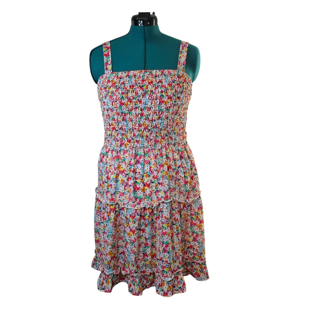 Jessica Simpson‎ XL Floral Print Ruffle Hem Smocked Sundress Summer Casual